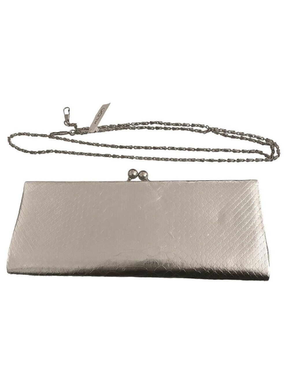 Aldo Silver Snake Print Clutch with Silver Chain Strap